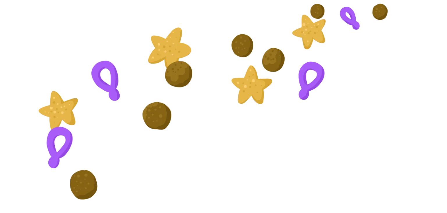 An illustration of more Fly-branded cereal bits flying through the air.